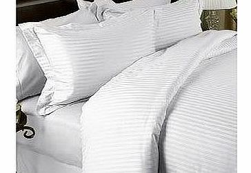 Egyptian Cotton Factory Store Luxurious Seven (7) Piece Set, White Damask Stripe, King Size, 4Pc Bed Sheet Set 