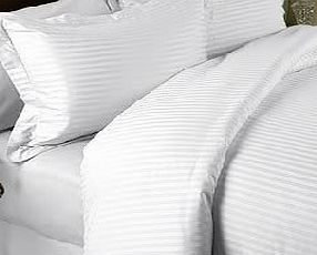 Egyptian Cotton Factory Store Luxurious Seven (7) Piece Set, White Damask Stripe, Queen Size, 4Pc Bed Sheet Set 