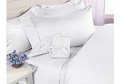 Queen Size 1500 Thread Count Egyptian Cotton 4 Piece Bed Sheet Set, White Solid (Deep Pocket)