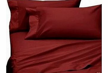 Egyptian Cotton Factory Store Seven (7) Piece Queen Size Set, Burgundy Solid / Plain, 1200 Thread Count / 1200Tc Sateen Weave Long Staple 100-Percent Ultra Soft Egyptian Cotton. Set Packaged As 4Pc Bed Sheet Set 
