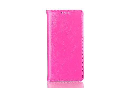 Luxury Real Leather HUAWEI ASCEND P7 Case, Genuine Leather Protective Skin Cover Business Series with Wallet Design Flip -Litchi Grain, Rose
