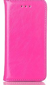 EKCASE Real Leather Cellphone Case, Wallet Design Protective Flip Case Cover Luxury Business Series Stand Function, Crazy Horse Lines For iPhone 5 5S 5G, Rose