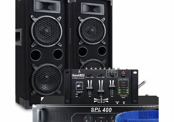 Ekho 2x Ekho Dual 2 x 6`` Disco PA Speakers   Amplifier   Mixer   Cables DJ Party Sound System 1200W