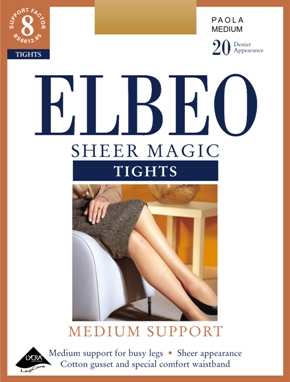 Elbeo Ladies 1 Pair Elbeo Sheer Magic Medium Support Tights In 6 Colours Sherry