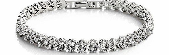 ELBONTEK Platinum Plated Blingbling Love Bracelet Sparkling Swarovski Elements Crystal Elegant Bracelet For W