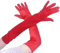 elbow Length Red Velvet Gloves