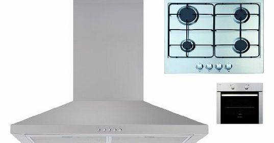 Oven, Hob and Hood Pack - Stainless Steel Electric Oven, Gas Hob and Cooker Hood Package