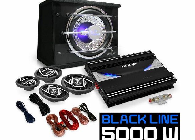 Electronic-Star 4.1 Black Line Car Stereo System Amplifier Subwoofer 5000W