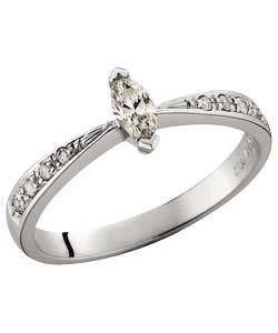 Elegance 18ct White Gold Marque Diamond Ring