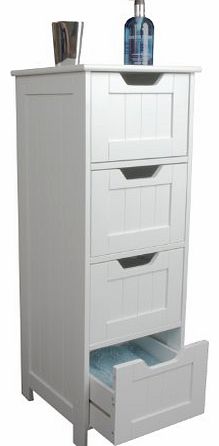 Elegant Brands Ltd Slim white wood storage cabinet - four drawers - bathroom, bedroom