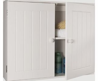 White wooden Bathroom Wall Mounted Cabinet / Storage, Tongue and Groove Style
