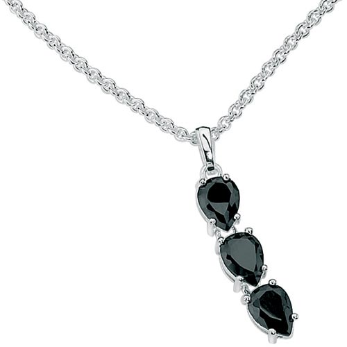 Black Cubic Zirconia Pendant In Sterling Silver By Elements