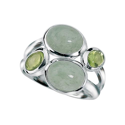 Elements Green Aventurine and Peridot Ring In Sterling Silver By Elements