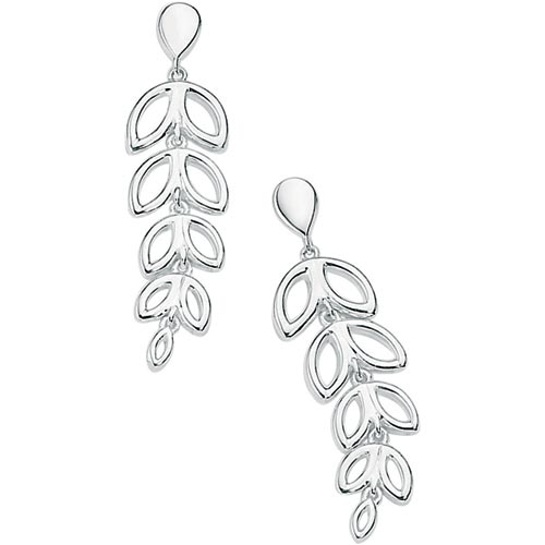 Elements Leaf Design Earrings In Sterling Silver By Elements