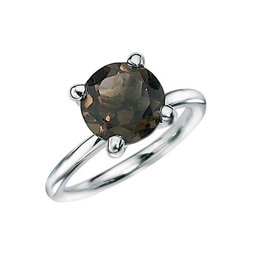 Elements Round Cut Smokey Quartz Ring In Sterling Silver By Elements