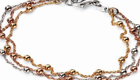 Elements Silver Elements Sterling Silver for Ladies with Rose Gold and Silver 3 Cable Beaded Chains Bracelet of Length 19cm B4398