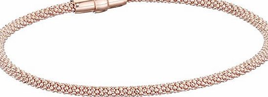 Elements Silver Elements Sterling Silver, Ladies, B4219, Rose Gold Plate Diamond Bead Chain Bracelet of Length 19cm