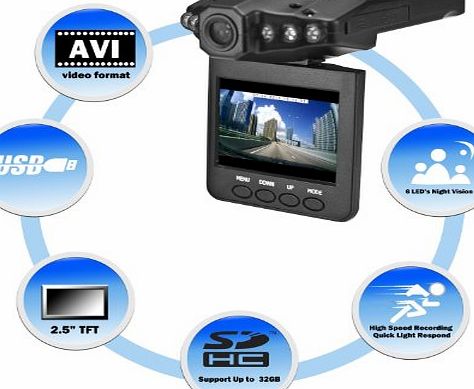 1280P HD 2.5`` LCD NIGHT VISION CCTV IN-CAR DVR ACCIDENT VIDEO PROOF CAMERA Video Recorder