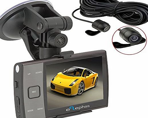 ELEPHAS 3.5 Inch Display HD 720p Dual Camera (forward and rear view) Car DVR video recorder S3000