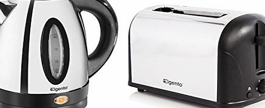 Elgento  POLISHED STAINLESS STEEL SILVER ELECTRIC KETTLE AND 2 SLICE TOASTER SET