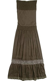 Toucan strapless silk crepe dress