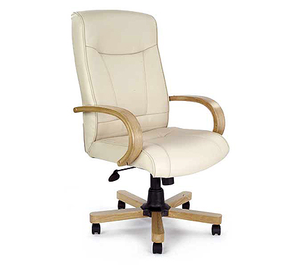 Eliza Tinsley Ltd Clemson Cream Leather Deluxe Office Chair in Oak