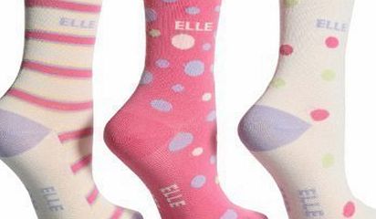 Elle Girls 3 Pack Socks Cream 9-12 (4-6 Years) YE7