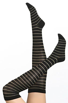 Elle Ladies 1 Pair Elle Lurex Stripe Over The Knees In 3 Colours Black 7-11