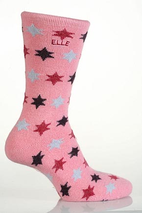 Elle Ladies 1 Pair Elle Patterned Angora Socks In 5 Colours Navy