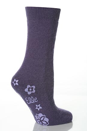 Ladies 1 Pair Elle Plain Angora Slipper Socks In 4 Colours Cream