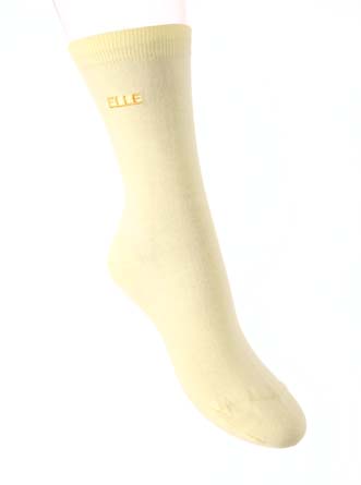 ELLE Ladies 1 Pair Elle Pure Classic Cotton Plain Trouser Sock Lemon