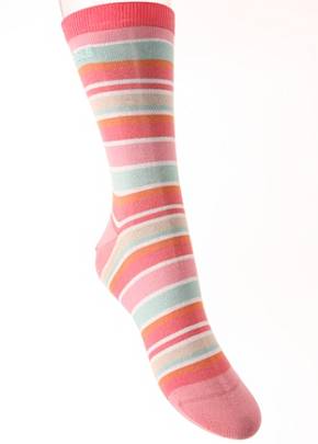 ELLE Ladies 1 Pair Elle Pure Classic Cotton Stripe Trouser Sock Very Violet