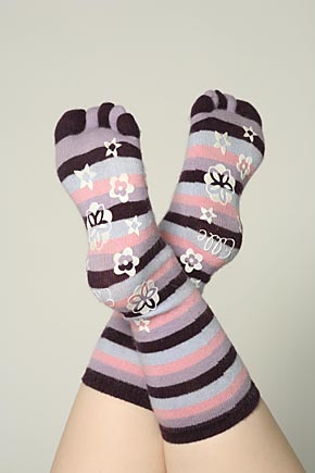Elle Ladies 1 Pair Elle Striped Angora Toe Socks In 3 Colours Blue Frost