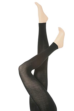 Ladies 1 Pair Elle Tights - Cotton Plain Footless In 2 Colours Cocoa