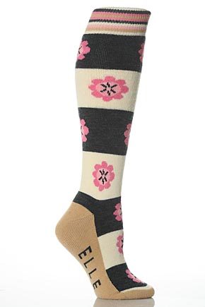 Elle Ladies 1 Pair Elle Winter Activity and Ski Socks In 4 Designs Spots and Stripes