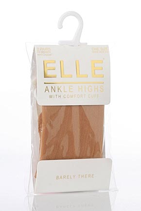 Elle Ladies 2 Pair Elle 15 Denier Ankle Highs With Comfort Cuff In 9 Colours Mink