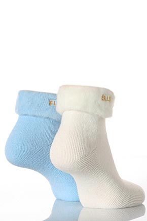 Elle Ladies 2 Pair Elle Original Cosy Bed Socks In 2 Colours Baby Blue and Cream