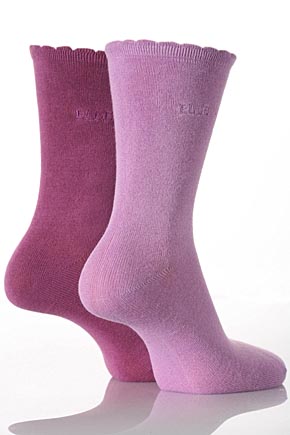 Elle Ladies 2 Pair Elle Plain Bamboo Fibre Sock In 7 Colours Navy