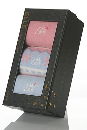 Elle Ladies 3 Pair Elle Angora Socks Gift Box In 2 Colours Pink