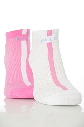Ladies 3 Pair Elle Mesh Trainer Liner With Stripe In 2 Colours Candy Floss Pink