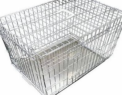 Ellie-Bo Dog Puppy Cage Folding 2 Door Crate with Non-Chew Metal Tray XXL 48-inch Black