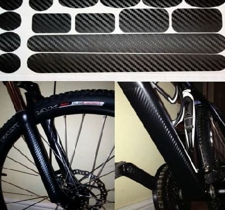 Ellis Graphix Carbon Fibre Full protector set for Bicycle Bike Cycle MTB BMX Chainstay, Down Tube, Forks / Front Suspension, Patches. Made by Ellis Graphix