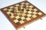 Compendium of Chess, Backgammon, Draught. Inlaid. Shisham 25 cm