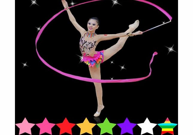 eMarkooz(TM) Hot Sale Dance Ribbon Silk Rhythmic Art Gymnastic Streamer Baton Twirling Rod 4M New (Different Colours Available)