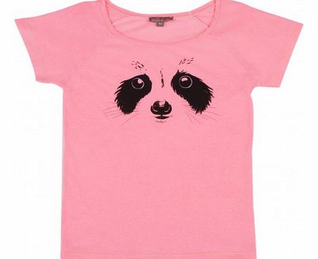 Racoon T-shirt Fluorescent pink `2 years