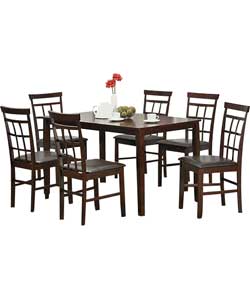 Emily Dining Table and 6 Dark Stain Dining Chairs