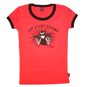 Emily Strange Cat Fight Champ Fitted Tee