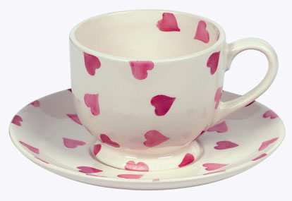 EMMA BRIDGEWATER Pink Hearts Tea Cup and Saucer