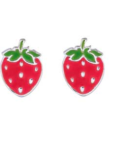 Emma Bunton Girl Sterling Silver Strawberry Enamel Earrings