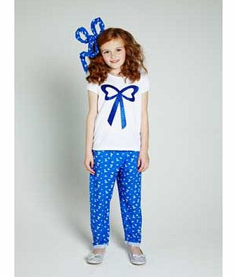 Emma Bunton Girls Blue Bow Print Trousers - 5-6